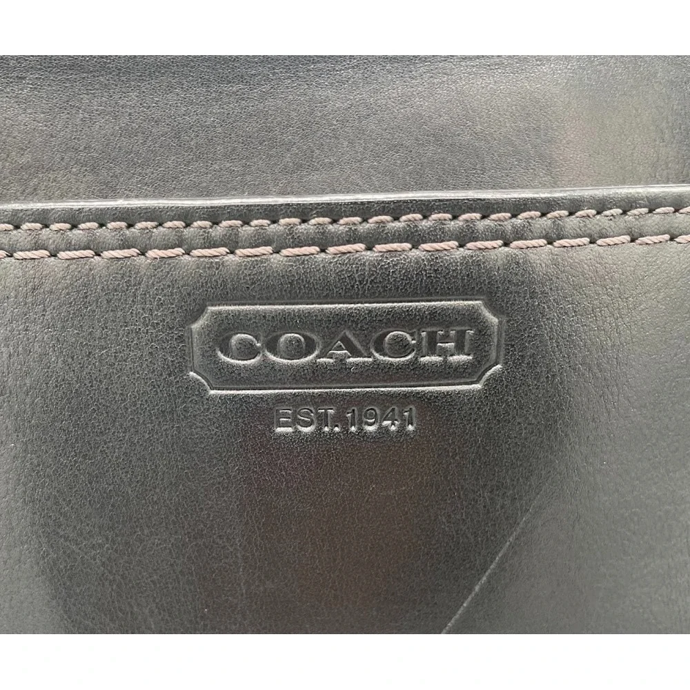 Coach Hamptons Madeline 11554 Black Leather Turnlock Carryall Tote Bag